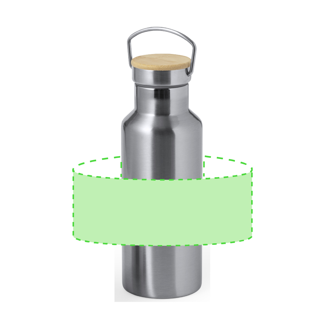 Set corporativo dúo de bambú y acero inox: Bidón térmico 500 ml + Vaso térmico 300 ml