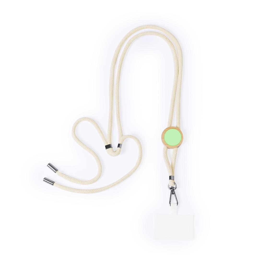 Lanyard de algodón y bambú con soporte de smartphone integrado