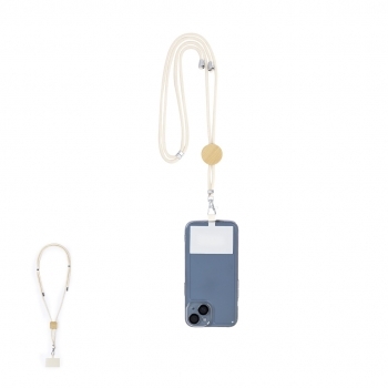 Lanyard de algodón y bambú con soporte de smartphone integrado