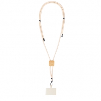 Lanyard de algodón y bambú con soporte de smartphone integrado