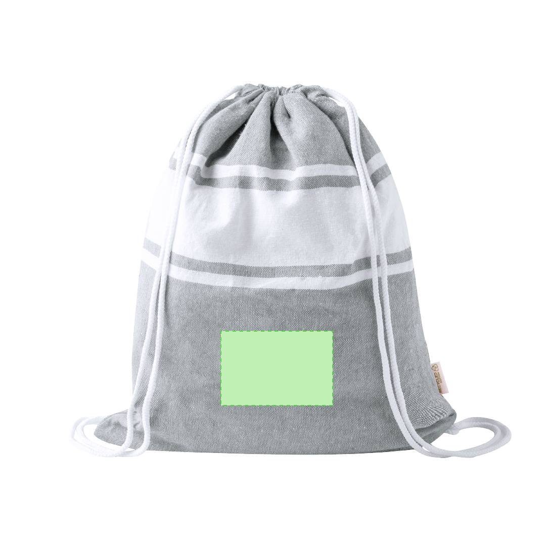 Mochila pareo de algodón reciclado 170 g/m² (180x90 cm) que se pliega en mochila de cuerdas