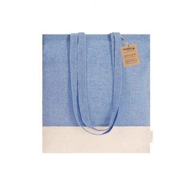 Bolsa de algodón reciclado 120 g/m² base natural cuerpo color