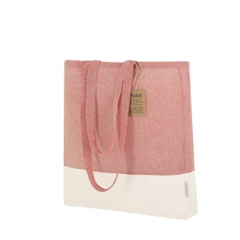 Bolsa de algodón reciclado 120 g/m² bicolor con fuelle 8 cm