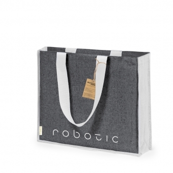 Bolsa de algodón reciclado 140 g/m² combinada con fuelle de yute