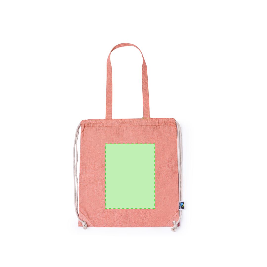 Bolsa mochila de cuerdas de algodón reciclado 100% 140 g/m² Fairtrade con asas de transporte