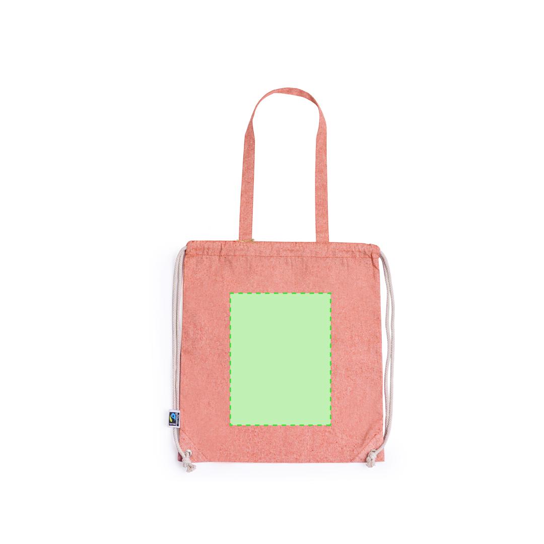 Bolsa mochila de cuerdas de algodón reciclado 100% 140 g/m² Fairtrade con asas de transporte