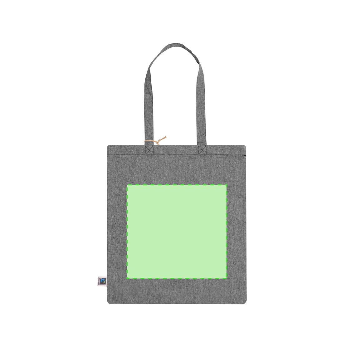 Bolsa de algodón Fairtrade 120 g/m² etiqueta lateral 38×42 cm