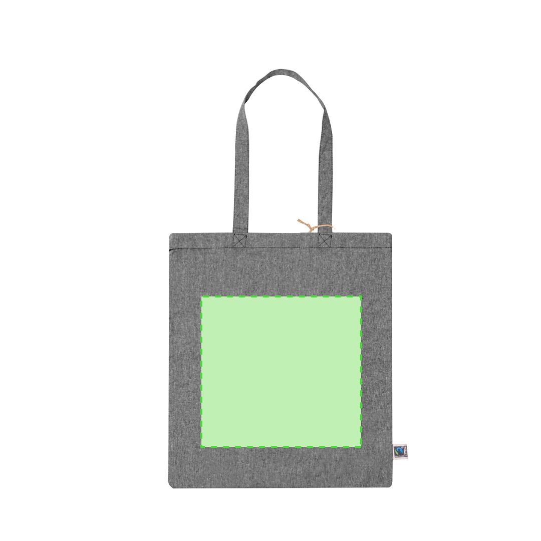 Bolsa de algodón Fairtrade 120 g/m² etiqueta lateral 38×42 cm