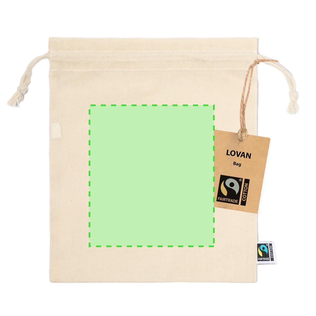 Bolsa de algodón Fairtrade 105 g/m² certificada en comercio justo — grande 25x30 cm con etiqueta Fairtrade