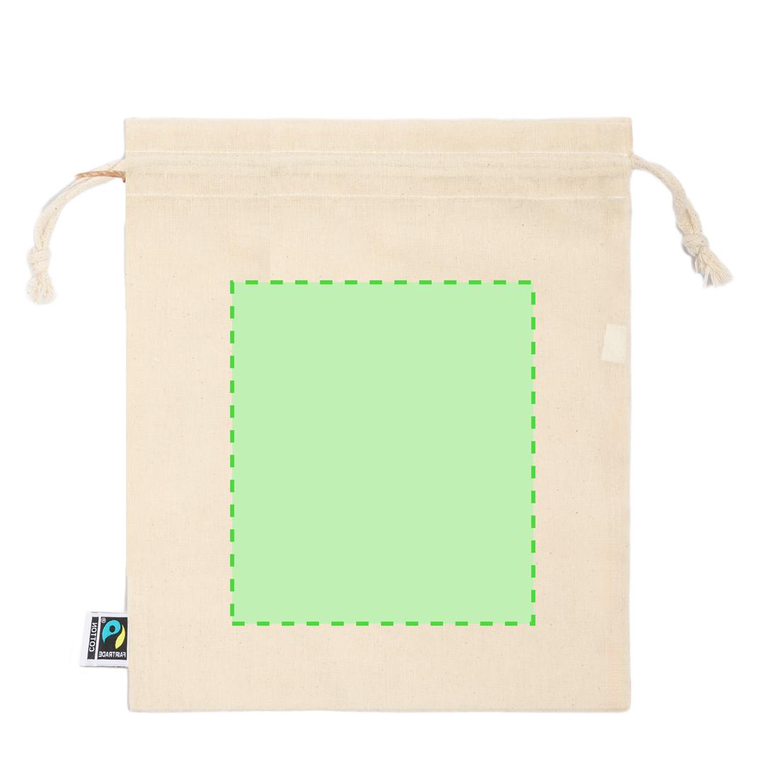 Bolsa de algodón Fairtrade 105 g/m² certificada en comercio justo — grande 25x30 cm con etiqueta Fairtrade