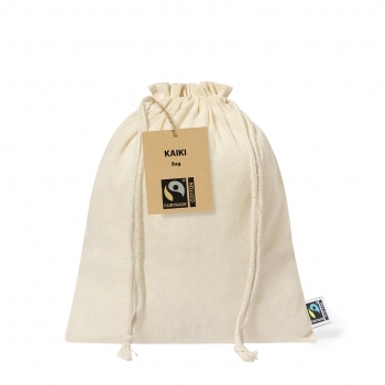 Bolsa de algodón Fairtrade 105 g/m² certificada en comercio justo — grande 25x30 cm con etiqueta Fairtrade