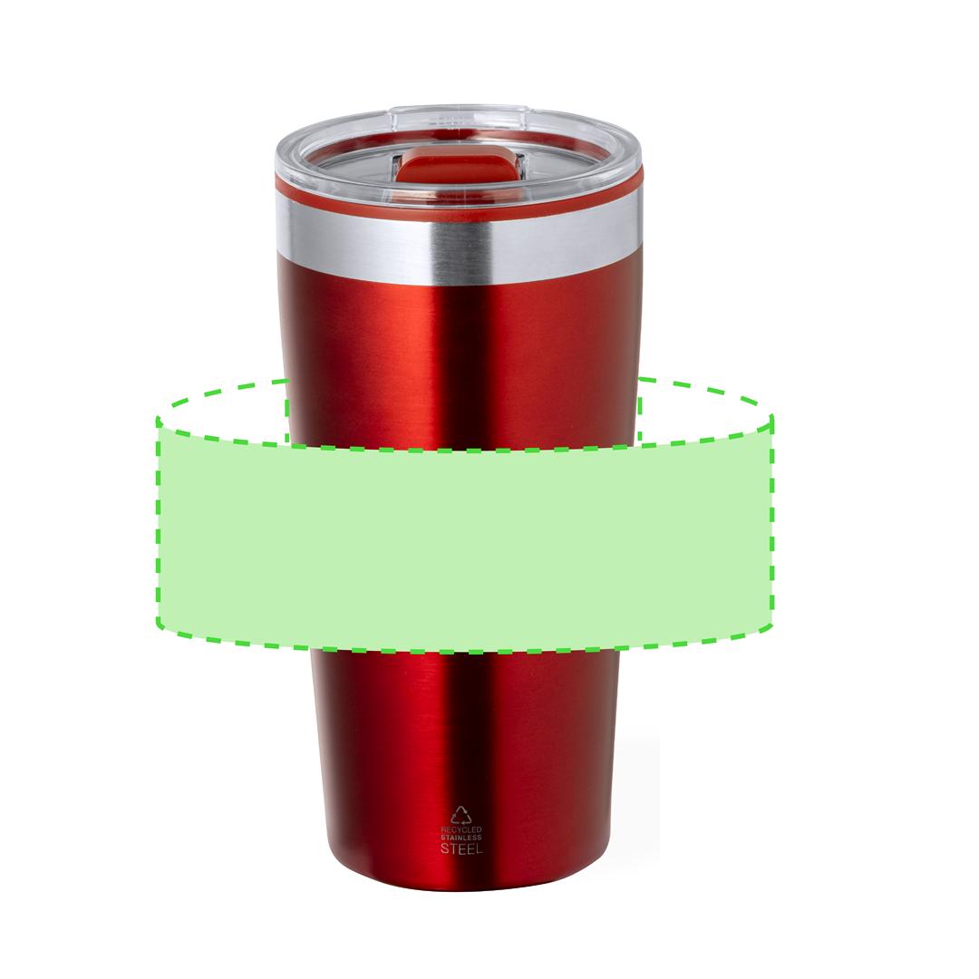 Vaso térmico circular de acero reciclado y tapa PP 600 ml