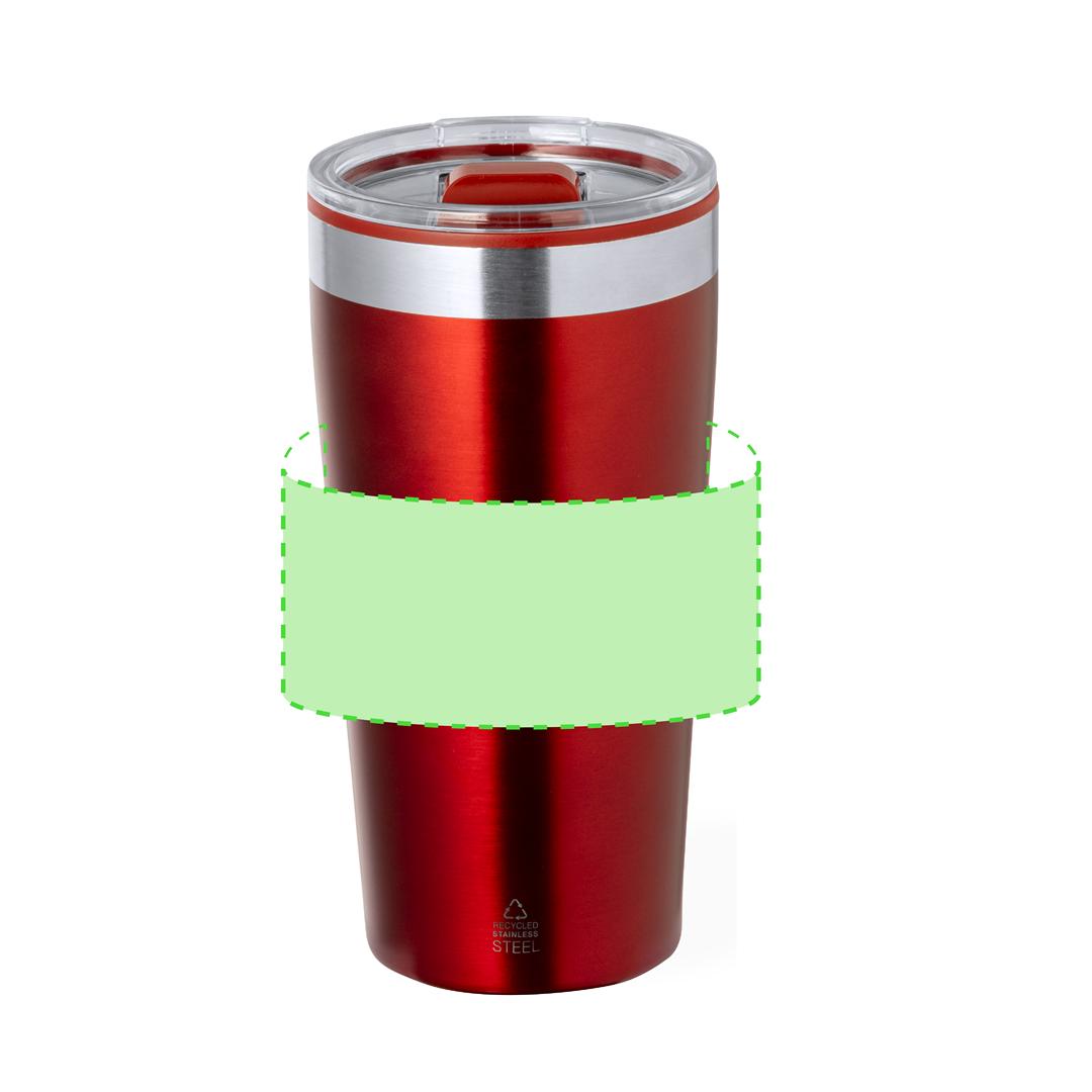 Vaso térmico circular de acero reciclado y tapa PP 600 ml