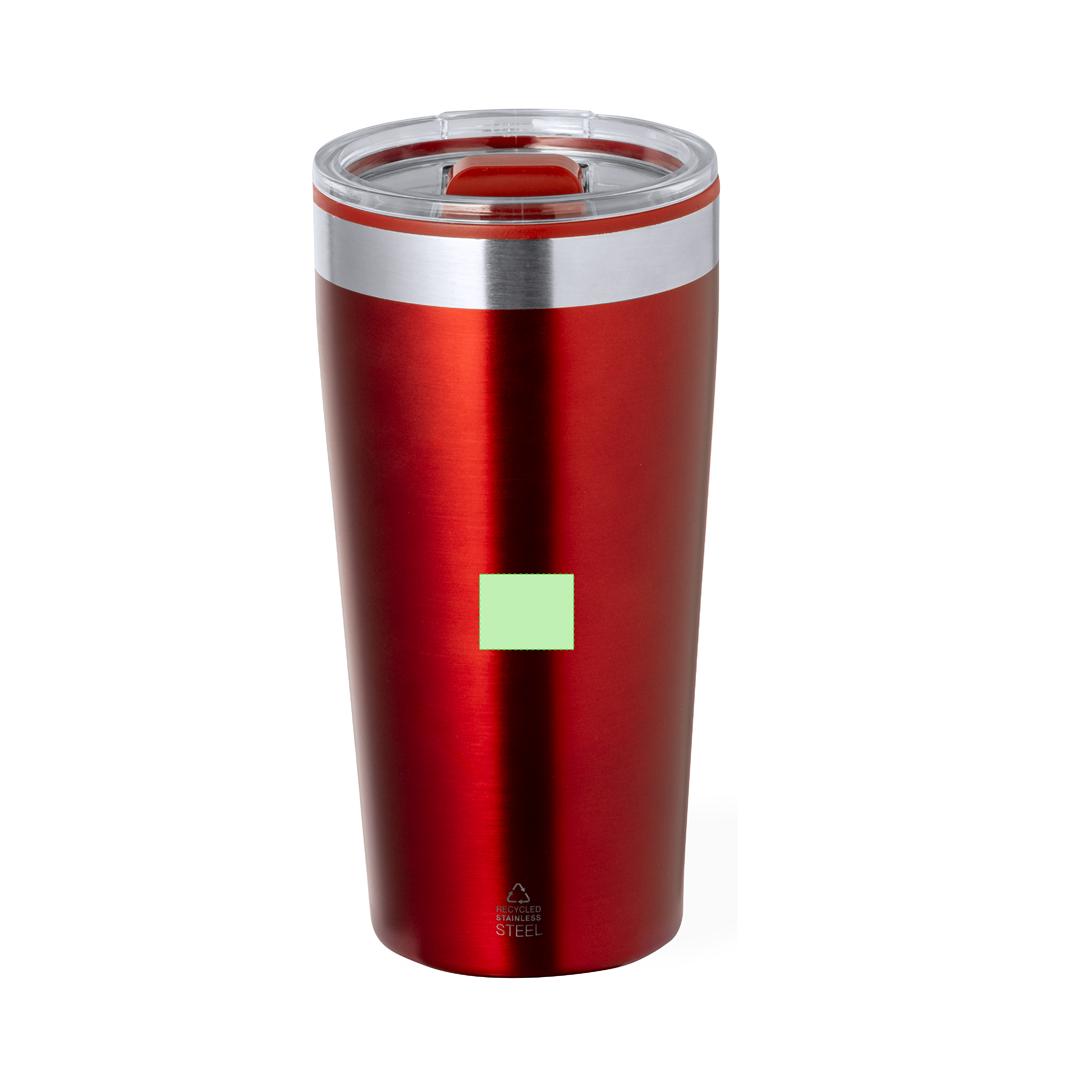 Vaso térmico circular de acero reciclado y tapa PP 600 ml