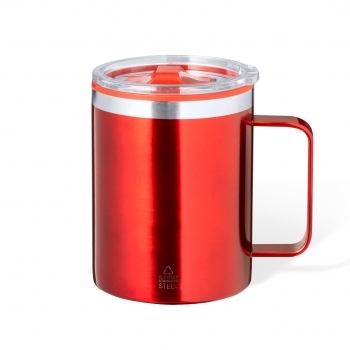 Taza metálica de camping con asa plegable 380 ml