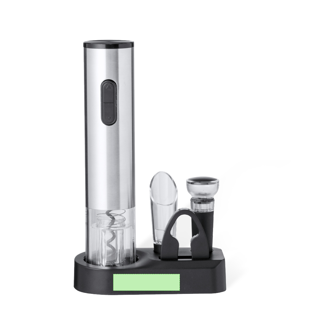 Set de vinos 4 accesorios con sacacorchos eléctrico decantador tapón y cortacápsulas