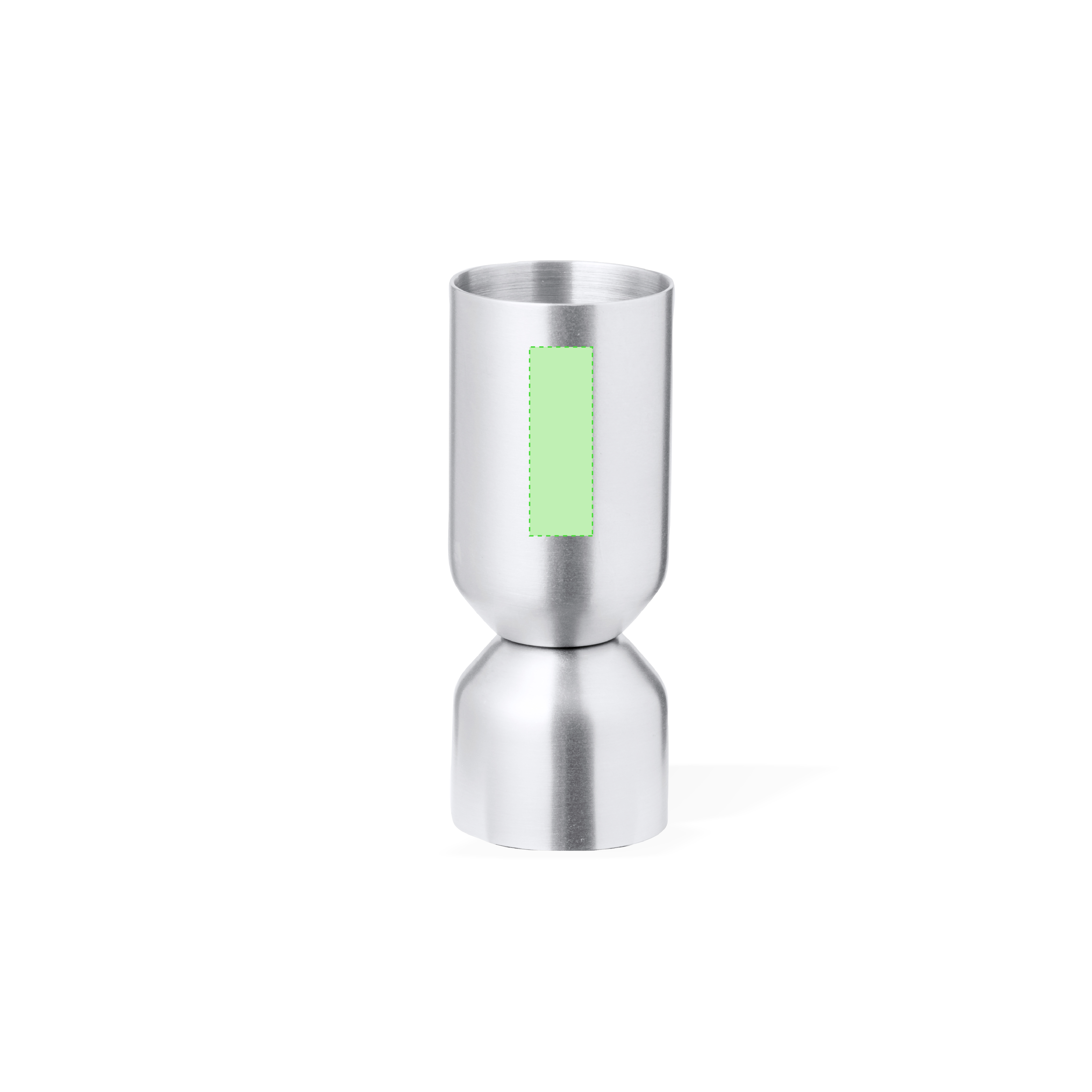 Medidor de bebidas de acero inoxidable mate grabado láser en caja kraft