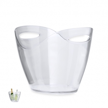 Cubitera transparente de PS 8 L para hasta 5 botellas con hielo