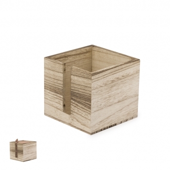 Servilletero de madera diseño industrial con ranura lateral de extracción