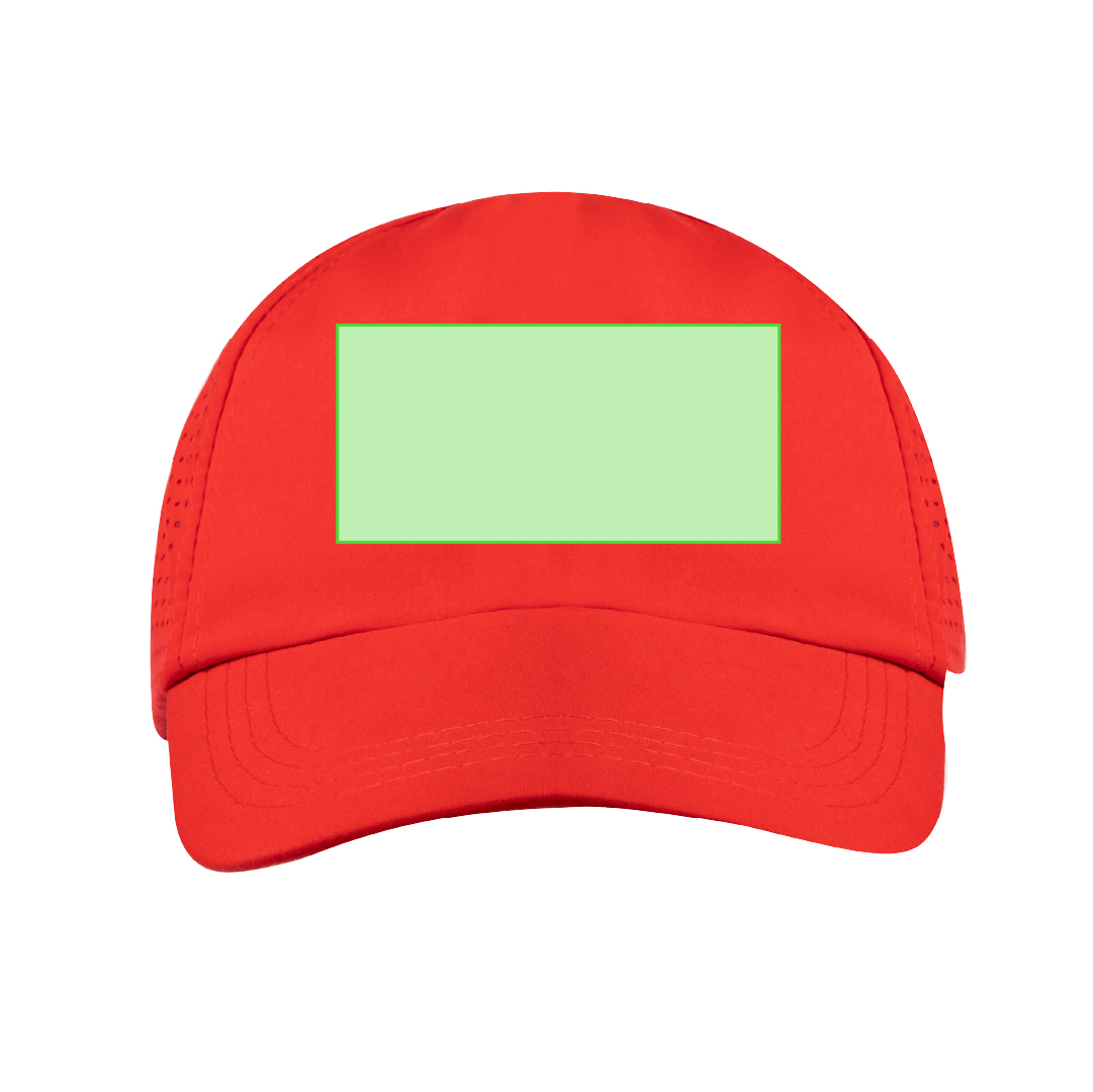 Gorra deportiva 5 paneles de microfibra con redecilla transpirable lateral y cierre de hebilla