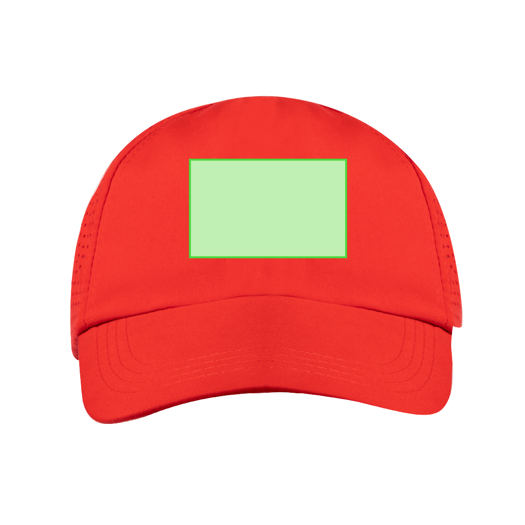 Gorra deportiva 5 paneles de microfibra con redecilla transpirable lateral y cierre de hebilla