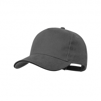 Gorra 5 paneles de algodón peinado 250 g/m² con sandwich en color, visera acolchada y cierre de hebilla