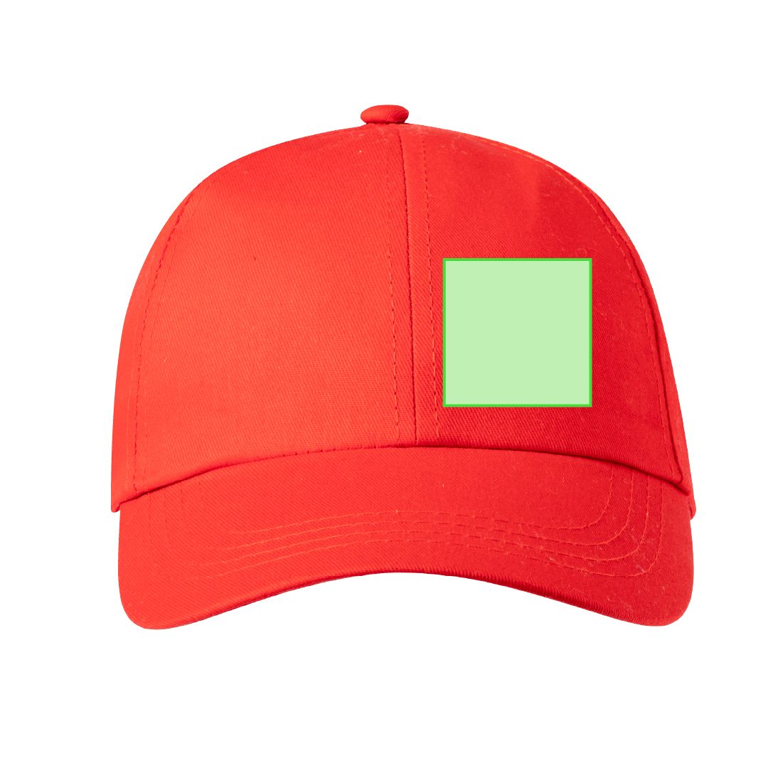 Gorra 6 paneles de algodón 100% con visera, ventilación bordada y cierre de velcro