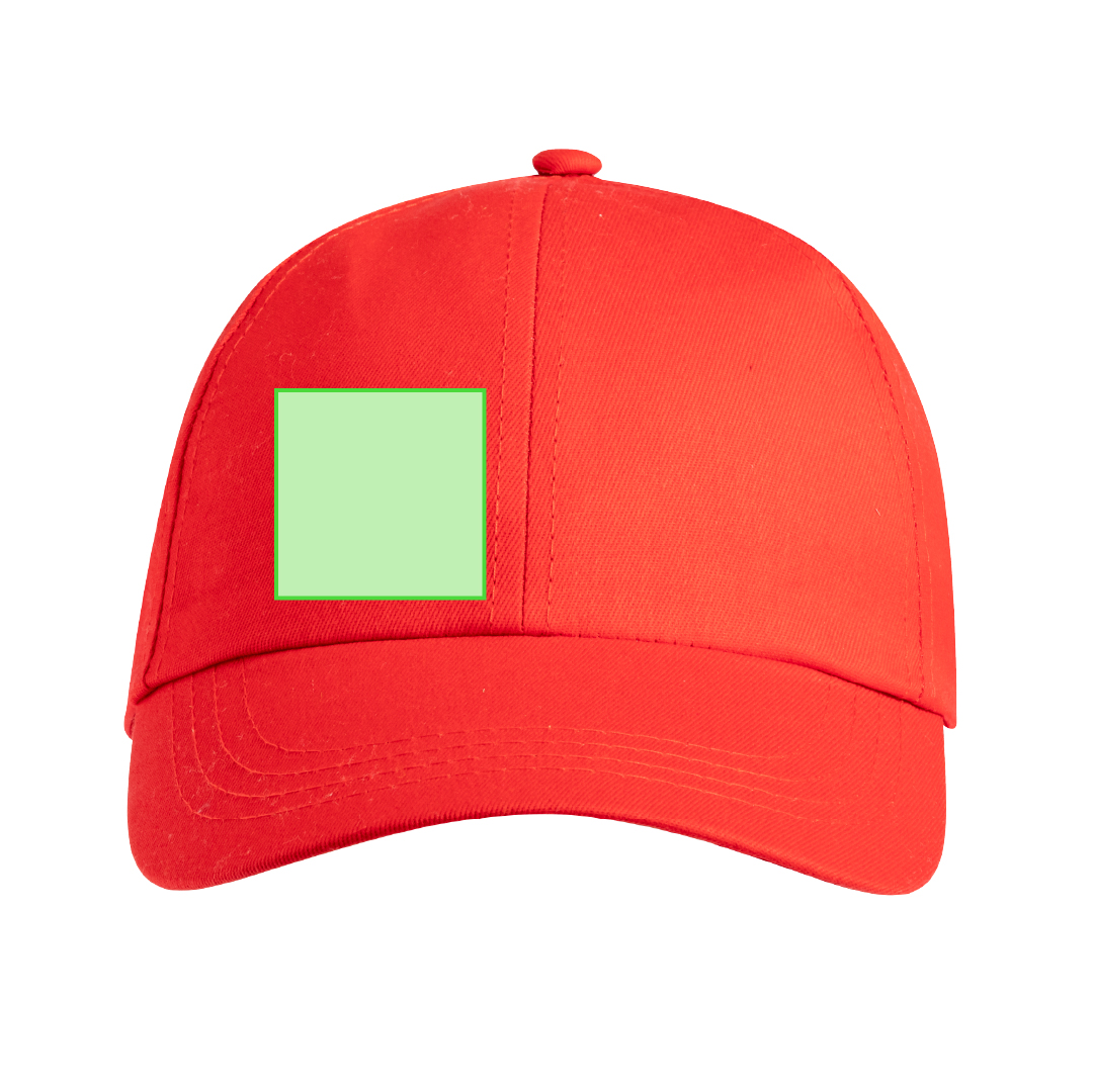 Gorra 6 paneles de algodón 100% con visera, ventilación bordada y cierre de velcro