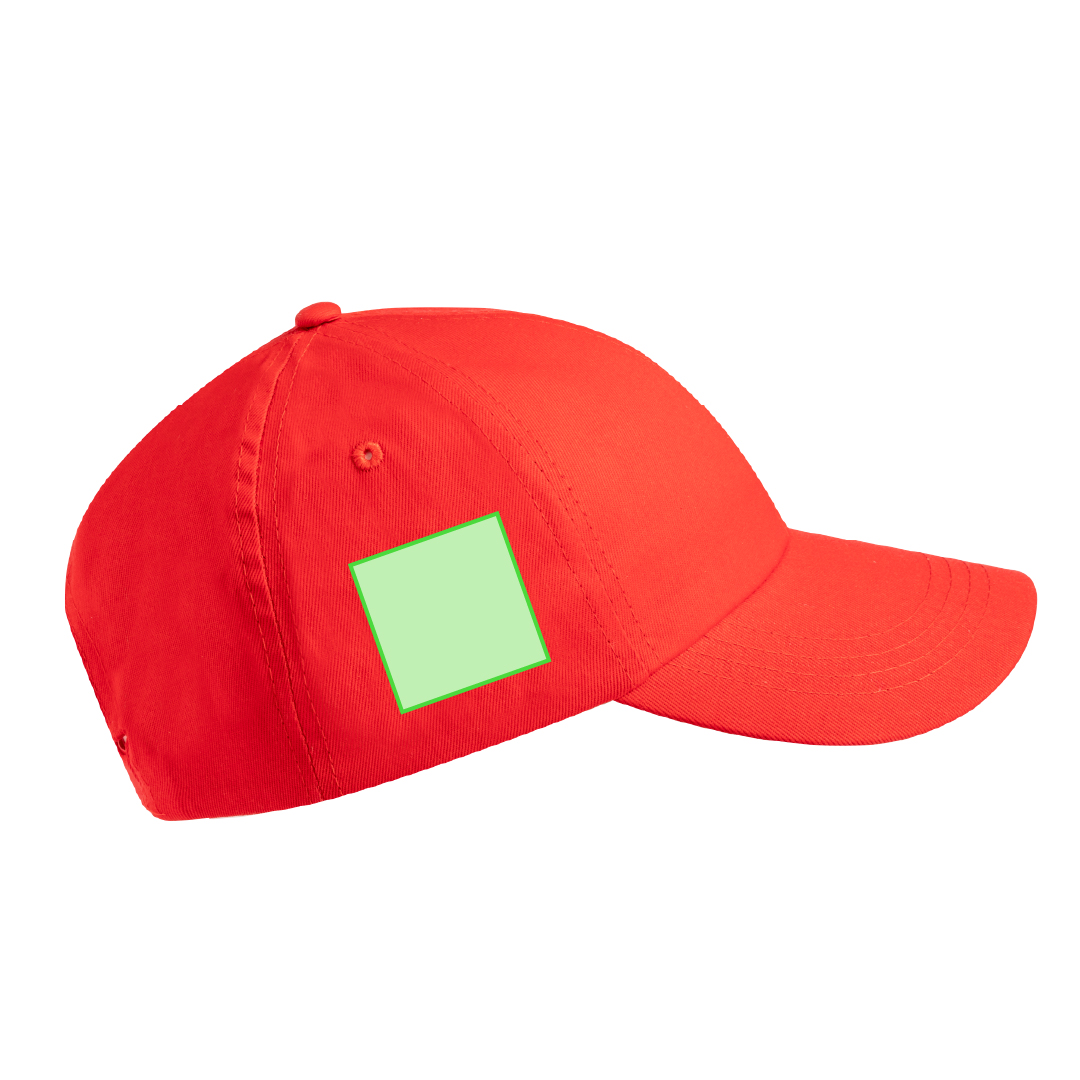 Gorra 6 paneles de algodón 100% con visera, ventilación bordada y cierre de velcro