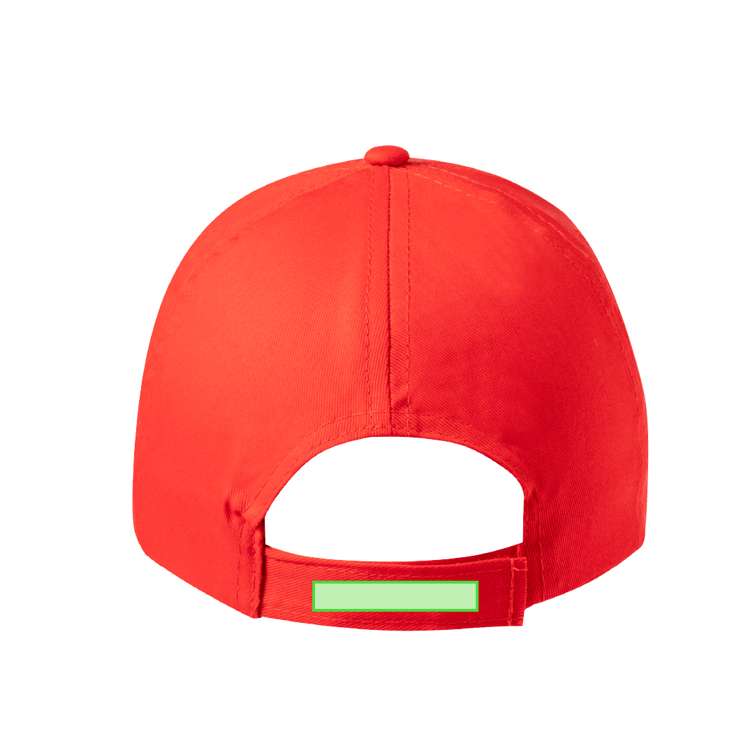 Gorra 6 paneles de algodón 100% con visera, ventilación bordada y cierre de velcro