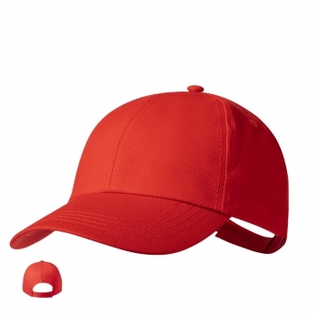 Gorra 6 paneles de algodón 100% con visera, ventilación bordada y cierre de velcro