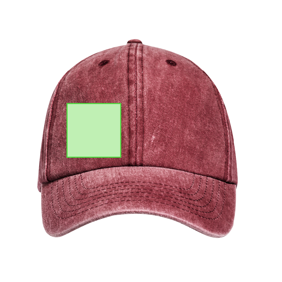 Gorra 6 paneles de algodón 100% efecto lavado con orificios de ventilación y cierre de hebilla metálica