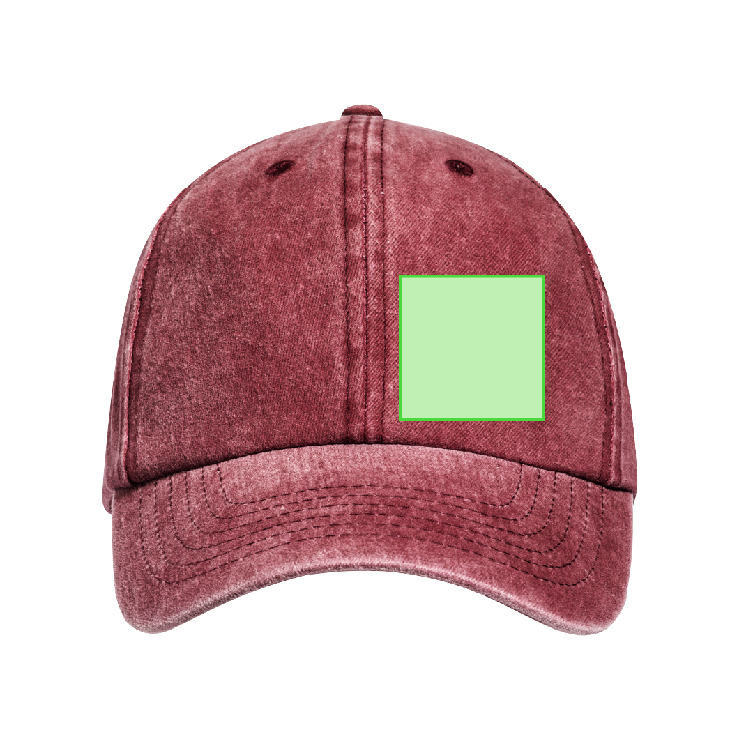 Gorra 6 paneles de algodón 100% efecto lavado con orificios de ventilación y cierre de hebilla metálica
