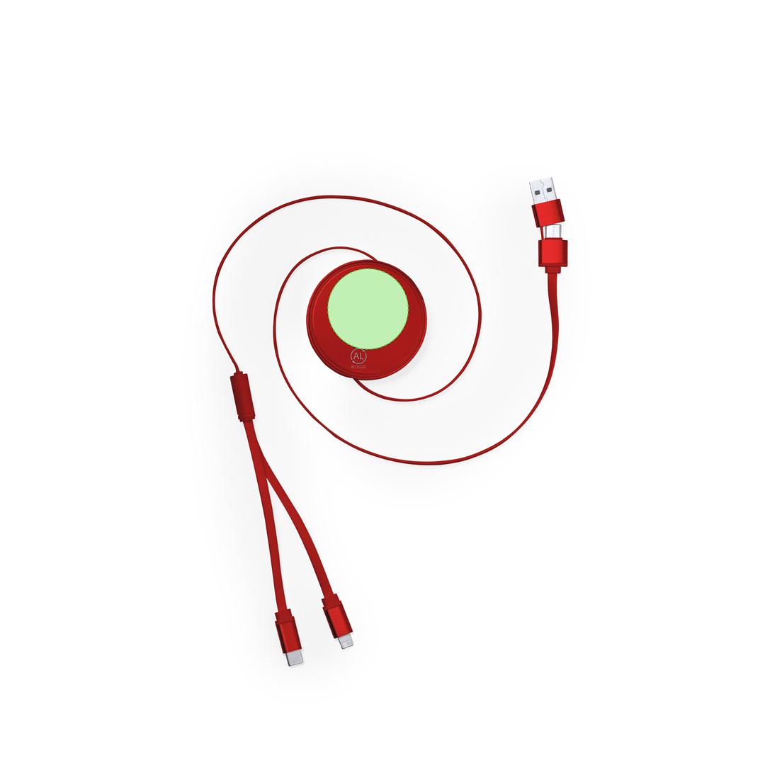 Cable cargador extensible de aluminio reciclado 3 en 1 universal