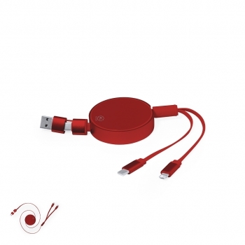 Cable cargador extensible de aluminio reciclado 3 en 1 universal