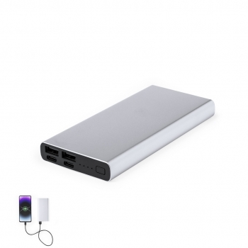 Powerbank de aluminio de alta capacidad con 10000 mAh y múltiples salidas