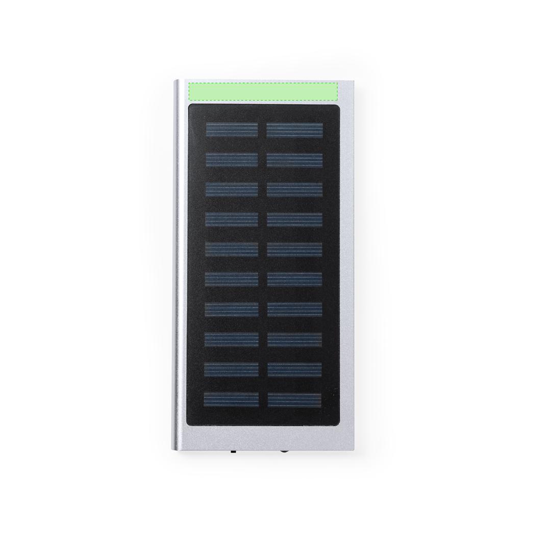 Powerbank de aluminio con carga solar, linterna LED dual (fija/intermitente) y 8000 mAh