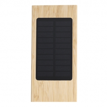 Powerbank solar de bambú de 4000 mAh con panel fotovoltaico integrado