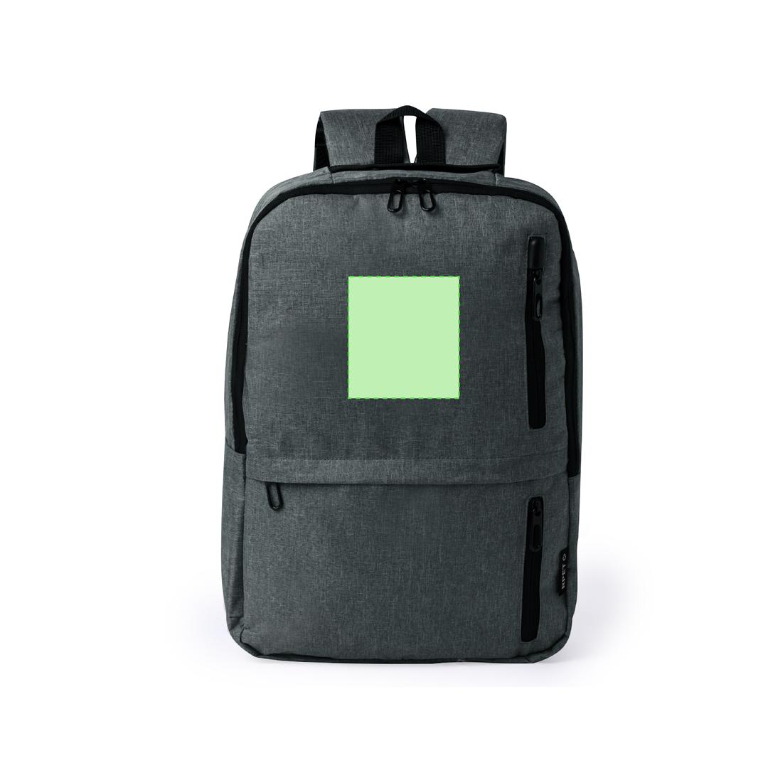Mochila de poliéster 600D RPET con triple bolsillo frontal y portátil 15