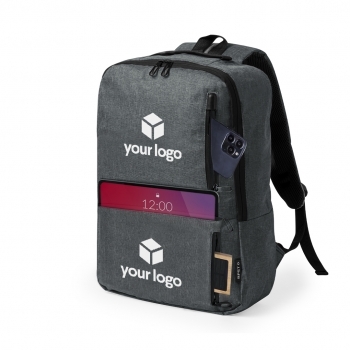 Mochila de poliéster 600D RPET con triple bolsillo frontal y portátil 15