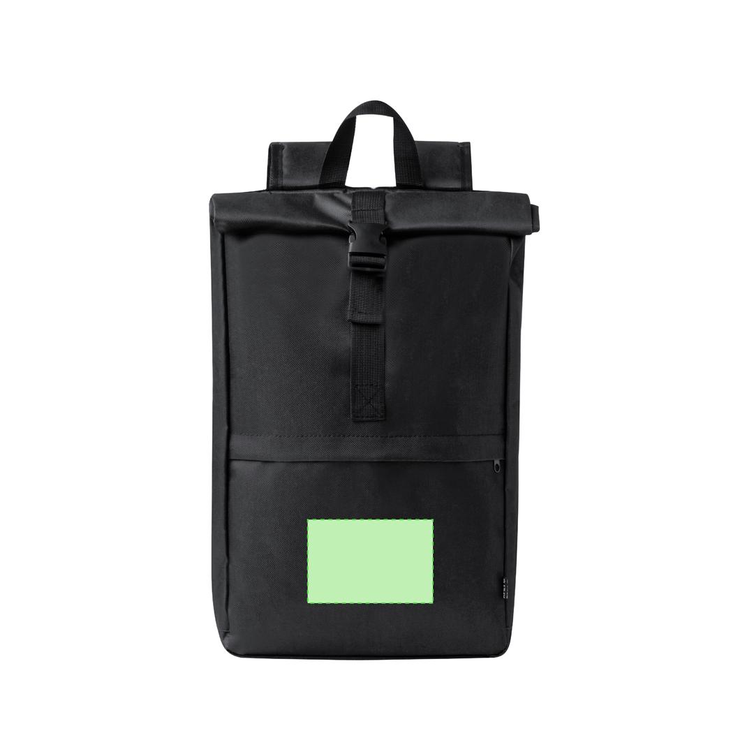 Mochila de RPET 600D con cierre de hebilla, bolsillo frontal, varios colores y bolsa reciclada