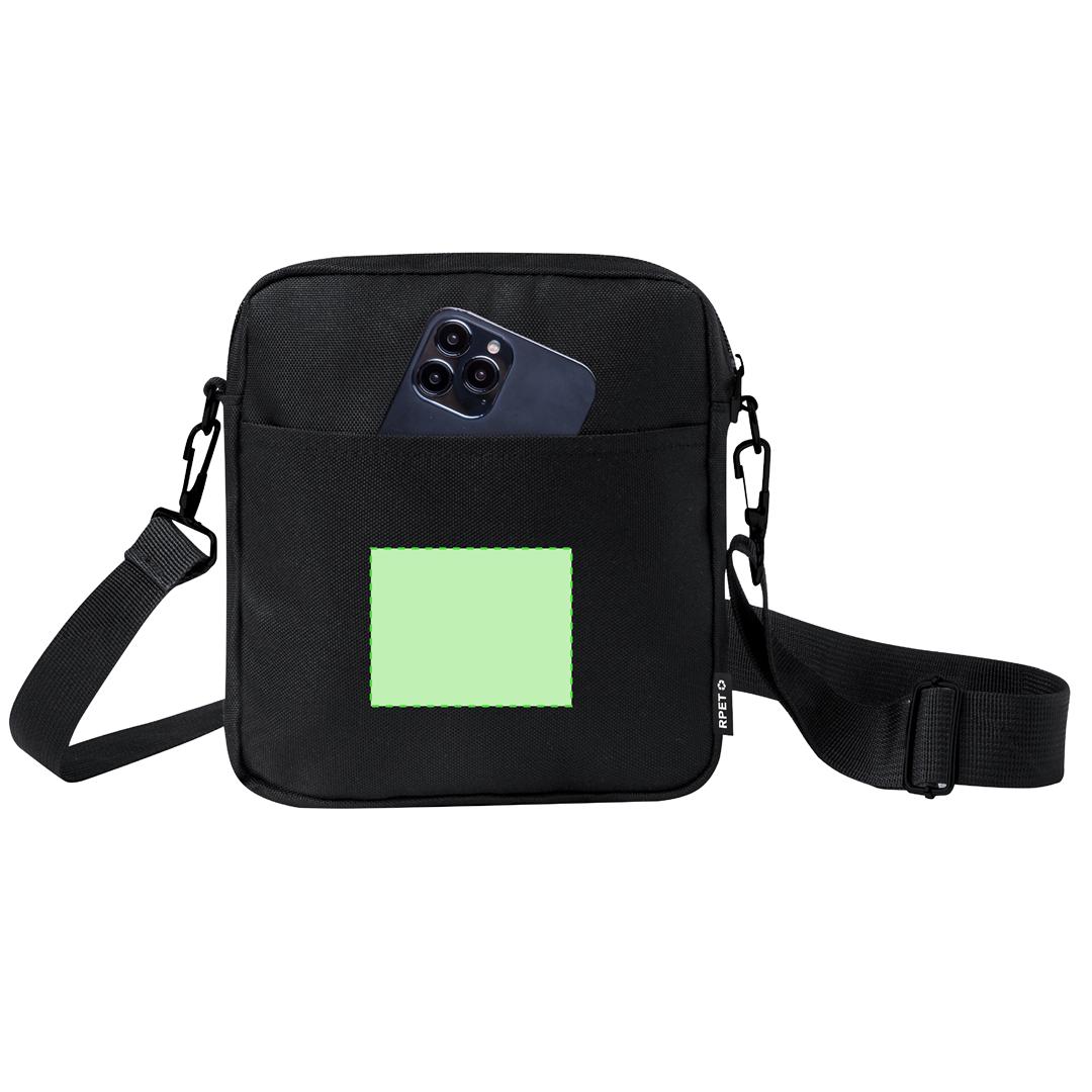 Bandolera de RPET 600D con bolsillo central, compartimento frontal de acceso rápido y bolsa reciclada