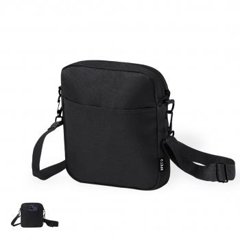 Bandolera de RPET 600D con bolsillo central, compartimento frontal de acceso rápido y bolsa reciclada