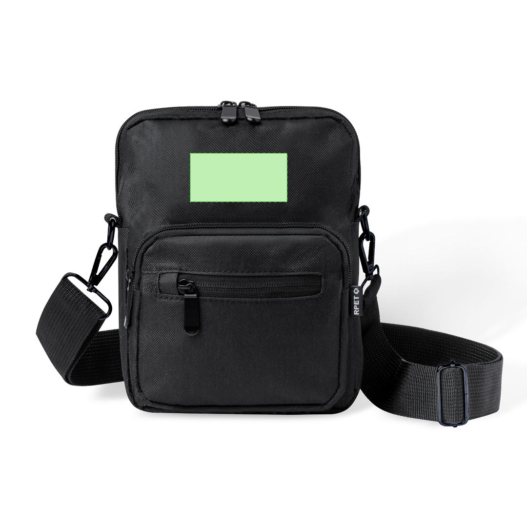 Bandolera de RPET 600D con doble tirador y 2 compartimentos frontales de acceso rápido