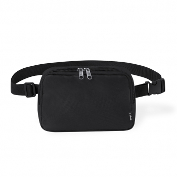 Riñonera bandolera rectangular de RPET 600D con doble tirador, hebilla ajustable y bolsillo trasero