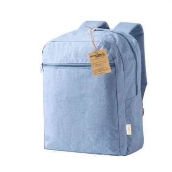 Mochila de algodón 100% reciclado GRS 300 g/m² con portátil, tablet y espalda acolchada