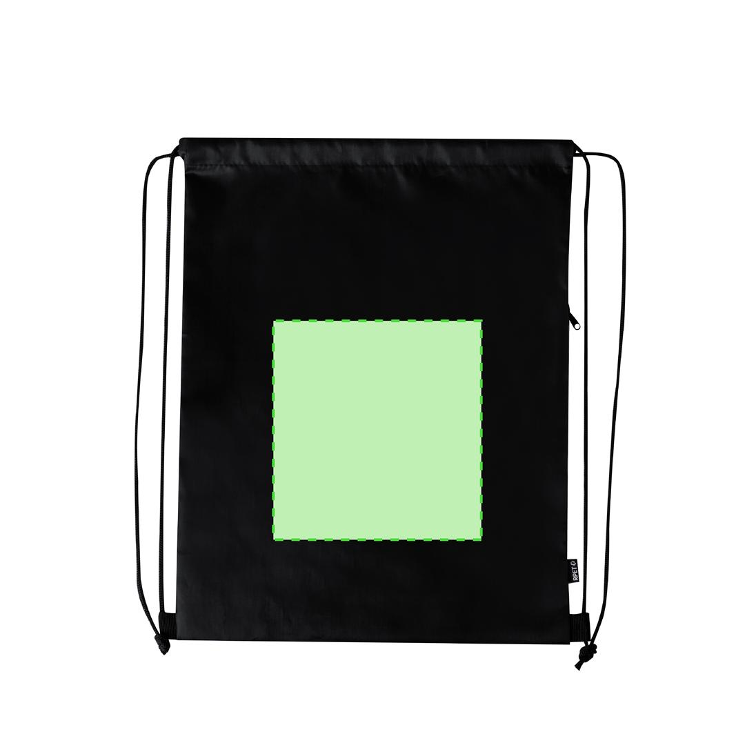Mochila de cuerdas de RPET 210T con bolsillo lateral, argollas de tela y versión para sublimación