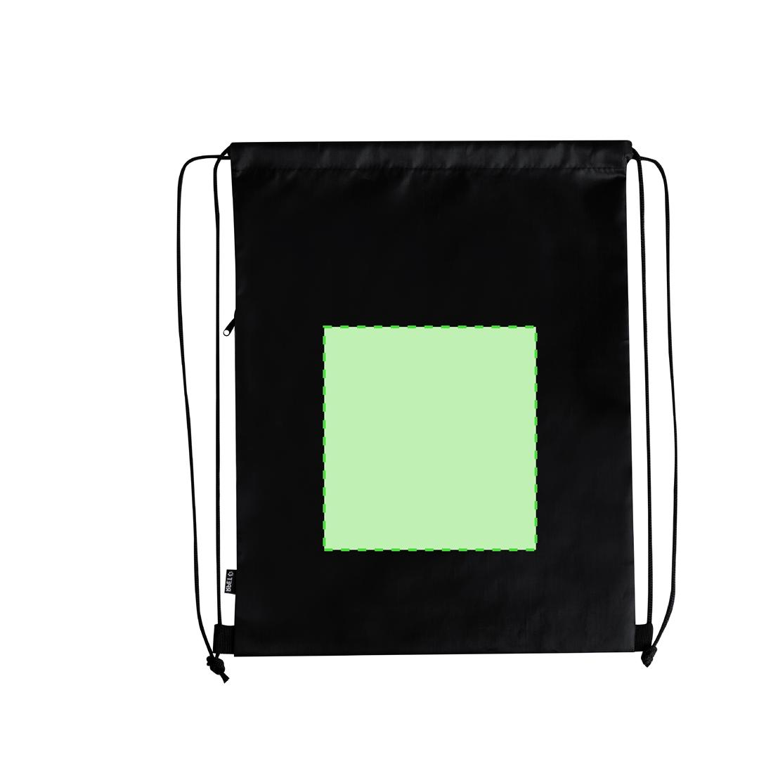 Mochila de cuerdas de RPET 210T con bolsillo lateral, argollas de tela y versión para sublimación
