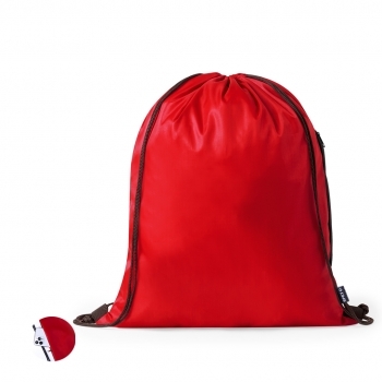 Mochila de cuerdas de RPET 210T con bolsillo lateral, argollas de tela y versión para sublimación