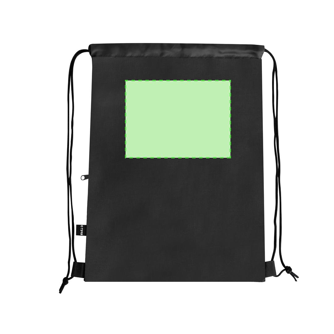 Mochila de cuerdas de RPET 210D con bolsillo frontal de rejilla, argollas de tela y sublimación